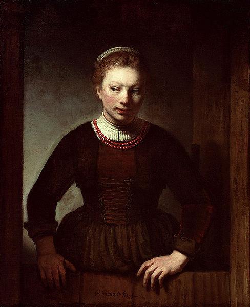 Samuel van hoogstraten Woman at a dutch door oil painting image